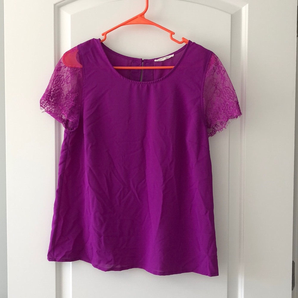 Bright purple lace blouse
